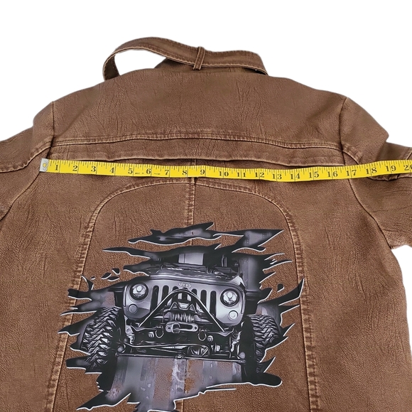 Jeepaholic Brown FauxLeather Faux Fur Lining Jeep Jacket MTO Size Large - Picture 16 of 16